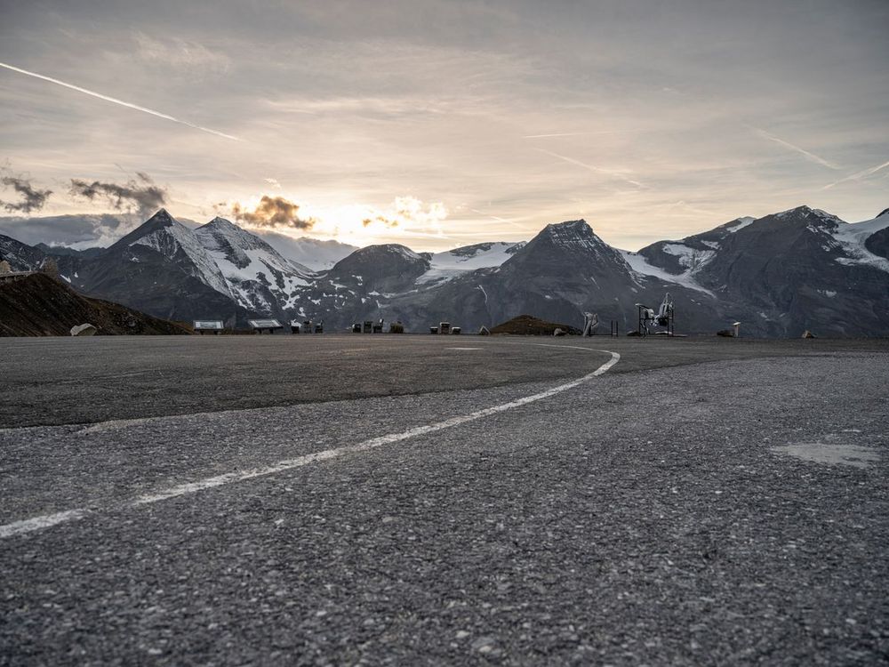 Austria Parking Lot with Snow-Covered Mountain - HDRi Maps and Backplates