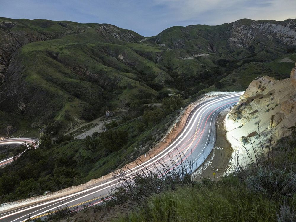 California Mountain Road Night Aerial View - HDRi Maps and Backplates
