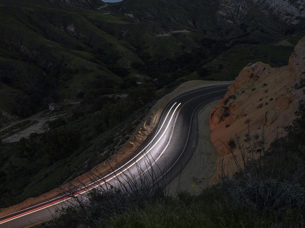 California Mountain Road Night Aerial View - HDRi Maps and Backplates