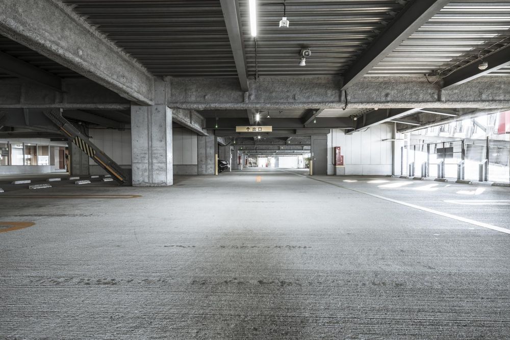 Empty Parking Garage Stairs Left - HDRi Maps and Backplates