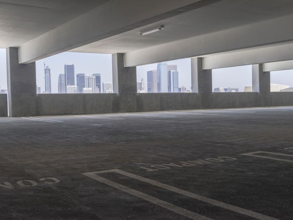 Empty Parking Lot in Urban Cityscape - HDRi Maps and Backplates