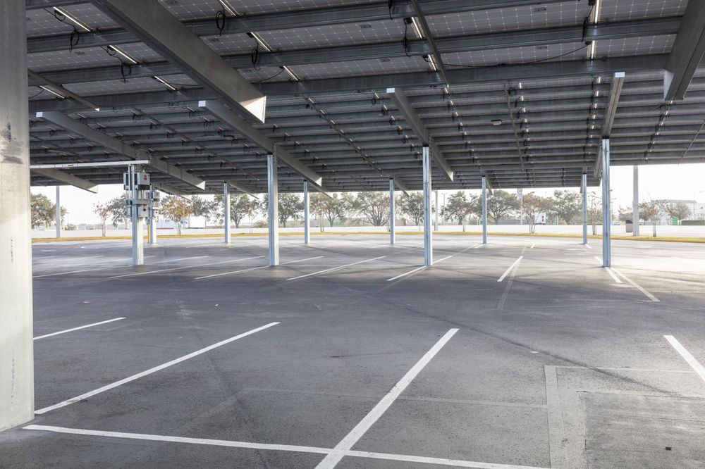 Empty Parking Lot in USA with Open Roofing Areas and Poles - HDRi Maps ...