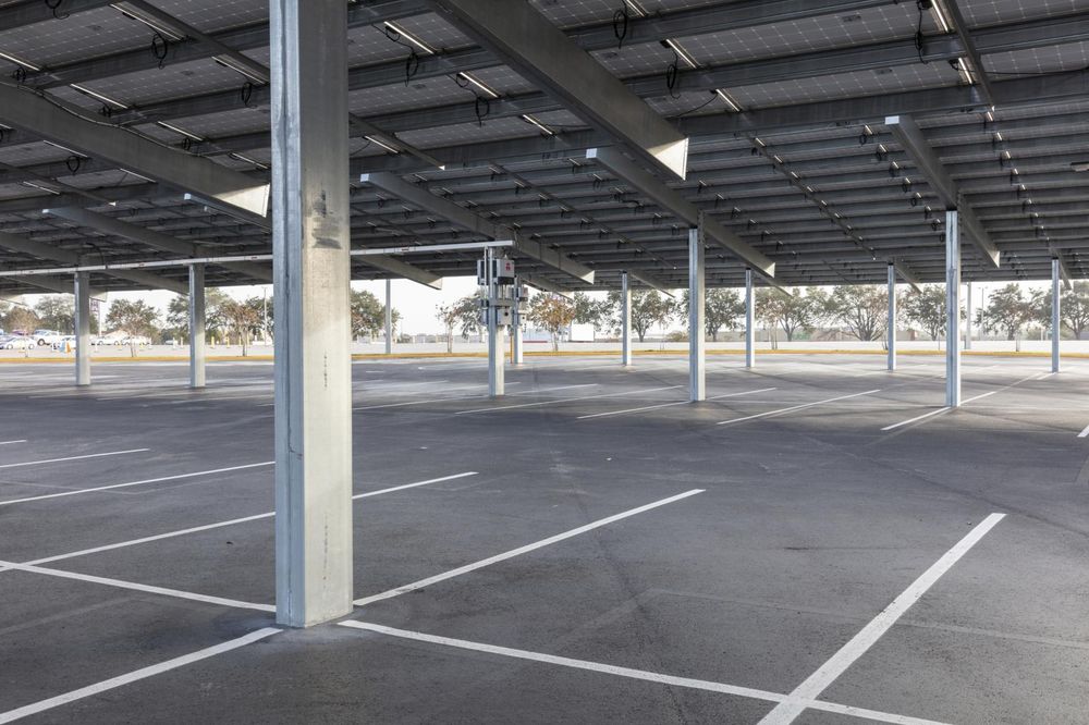 Empty Parking Lot in USA with Open Roofing Areas and Poles - HDRi Maps ...