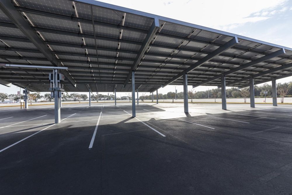 Empty Parking Lot in USA with Open Roofing Areas and Poles - HDRi Maps ...