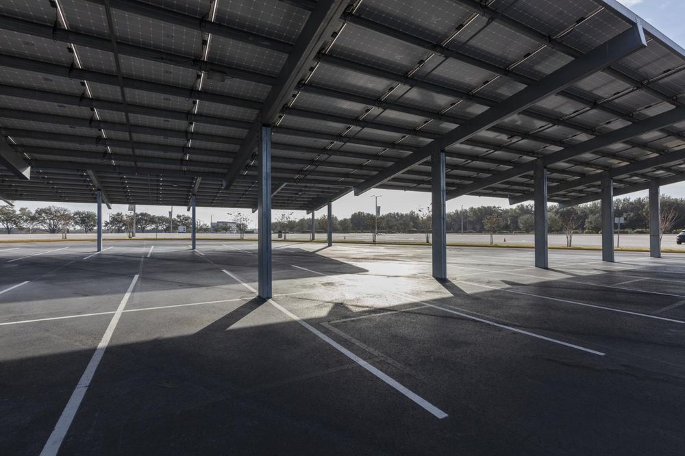 Empty Parking Lot in USA with Open Roofing Areas and Poles - HDRi Maps ...