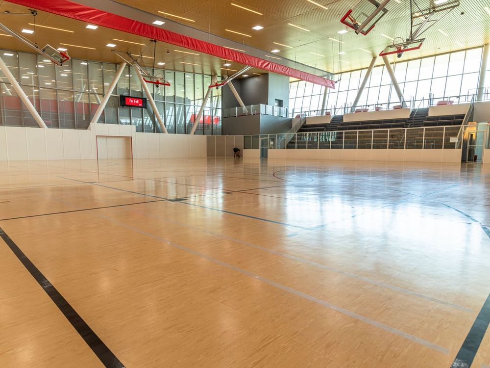 Large Gymnasium with Wooden Basketball Court in California, USA - HDRi
