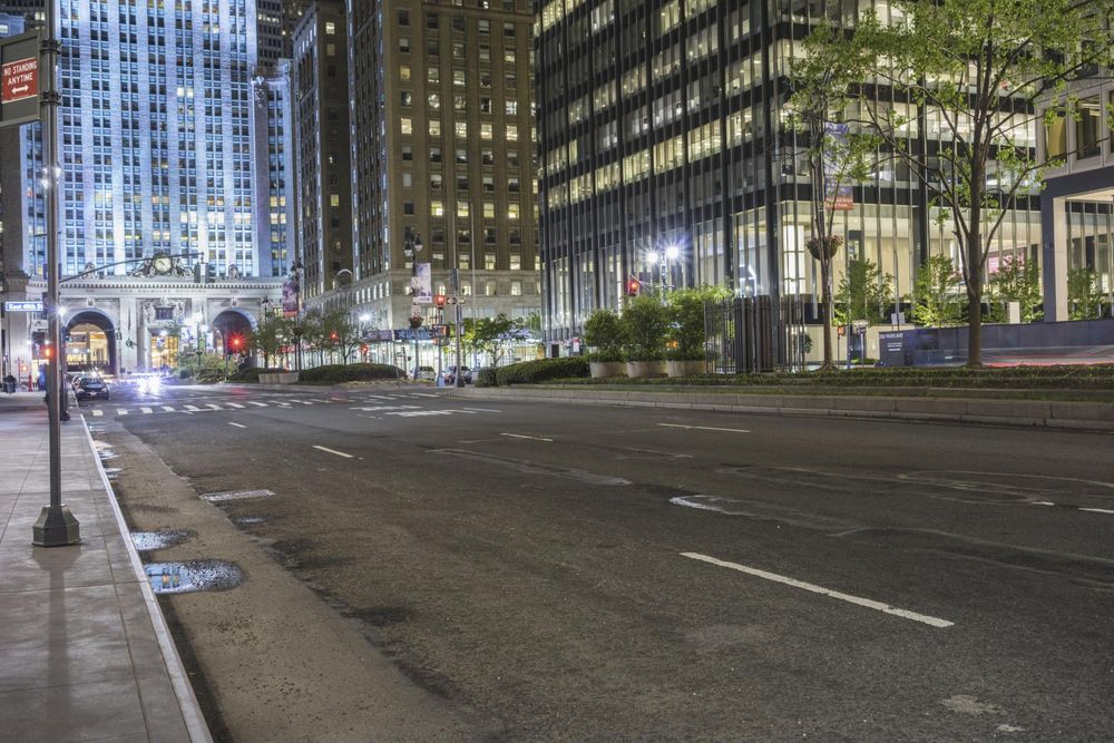 Manhattan Night City Empty Street