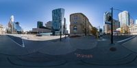 a 360 - camera photograph of the intersection of 6th ave and 21st street in the city