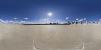 this photo is taken from the underside of a ramp as it sits in the sun