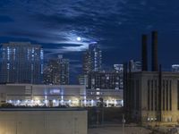 Aerial View of Chicago Skyline at Night