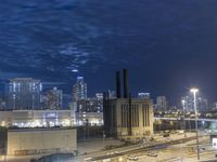 Aerial View of Chicago Skyline at Night