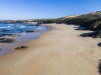 Aerial View of Coastal Landscape in Portugal