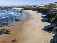 Aerial View of Coastal Landscape in Portugal