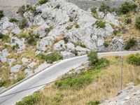 Aerial View of Coastal Road in Spain