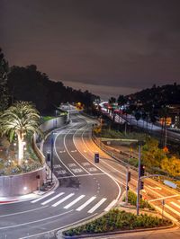 Aerial View of Curved Road in Los Angeles at Night 001