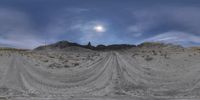 an image of a very unusual view from a 3d printed camera lens of dirt road