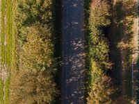 this is an aerial photo from a plane, of the land next to a road