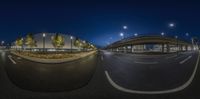 an image of the outside of an airport at night in 3d software mode view 360