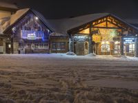 Residential Area in the Alps: Winter Night