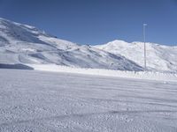 Alps Ski Slopes with Clear Skies over Mountains