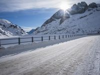 this road looks really empty during the winter months in the alps mountains of the western swiss city of zermazzano