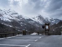 Winter Landscape in the Alps: Parking Lot and Scenic Views