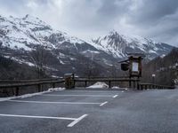 Winter Landscape in the Alps: Parking Lot and Scenic Views