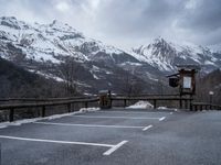 Winter Landscape in the Alps: Parking Lot and Scenic Views