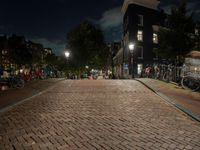 Amsterdam at Night: City Road with Beautiful Architecture