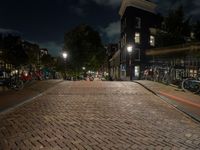 Amsterdam at Night: City Road with Beautiful Architecture