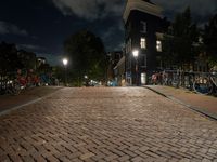 Amsterdam at Night: City Road with Beautiful Architecture