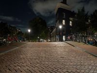 Amsterdam at Night: City Road with Beautiful Architecture