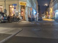 Night view of Berlin cityscape with architectural buildings and street lights