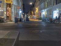 Night view of Berlin cityscape with architectural buildings and street lights