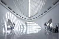 the roof of a building with multiple windows is white in color and has metal rods