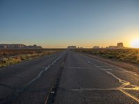 Arizona Landscape: Straight Road at Sunrise