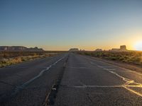 Arizona Landscape: Straight Road at Sunrise