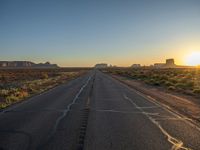 Arizona Landscape: Straight Road at Sunrise