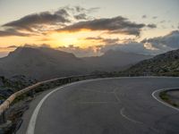 Asphalt Road in Majorca, Spain at Dawn