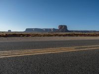 Asphalt Road in Monument Valley, Utah at Dawn