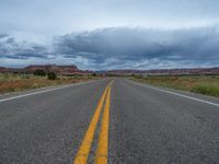 Asphalt Road in Utah, USA: Canyon Landscape Views