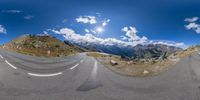 the wide angle lens panoramic photo shows some straight roads on either side of the road