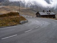 Austria Mountain Road in Fog: European Landscape 002