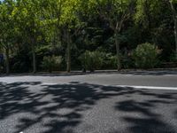 Barcelona City Streets: Asphalt Shadows in Clear Sky