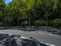 Barcelona City Streets: Asphalt Shadows in Clear Sky