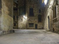 Barcelona Night: Street Lights in the Old Town