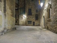 Barcelona Night: Street Lights in the Old Town