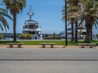 Barcelona's Road: Clear Sky and Palm Trees