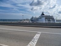 Barcelona, Spain: A Modern Bridge and the Coastal Skyline