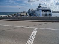 Barcelona, Spain: A Modern Bridge and the Coastal Skyline